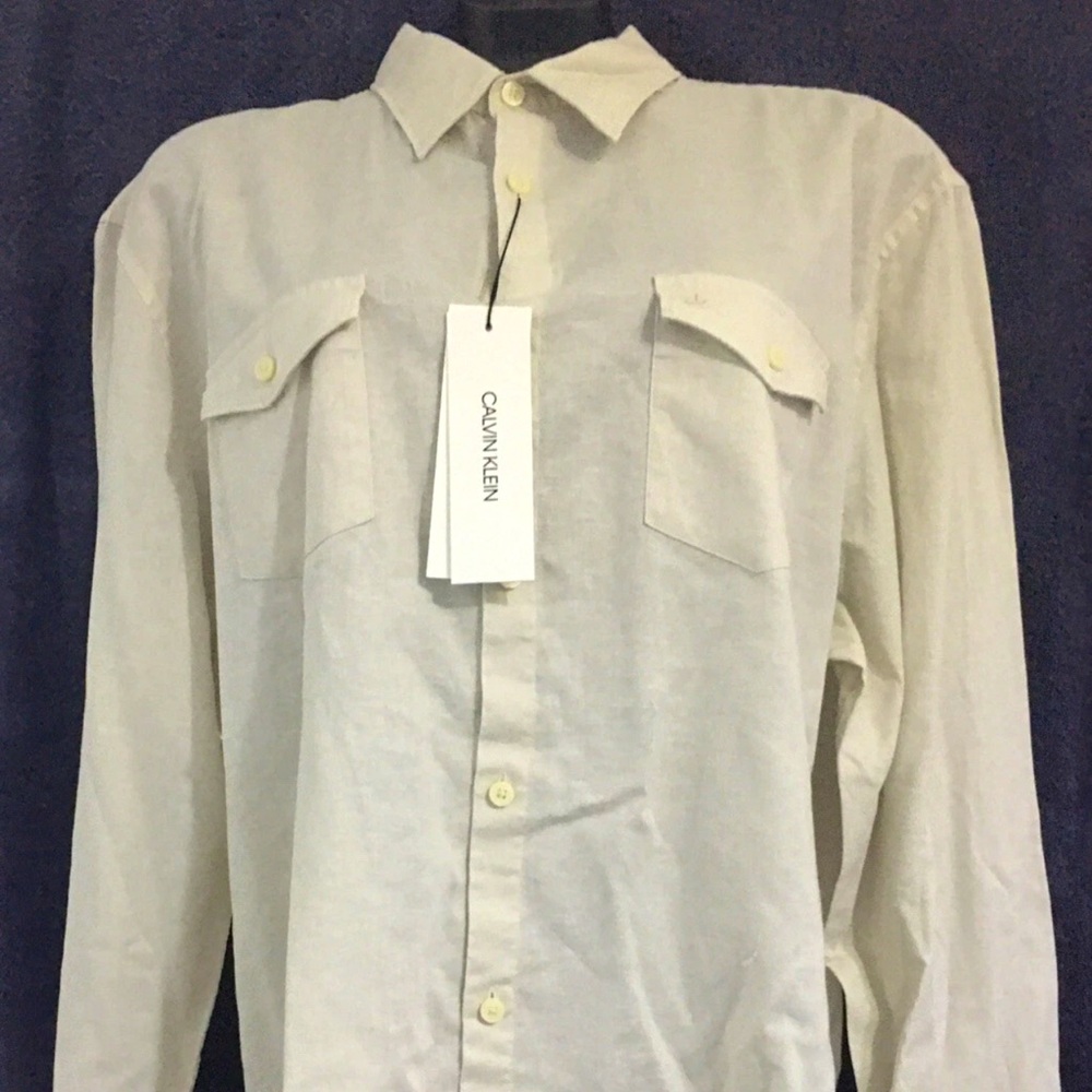 Calvin Klein Cream Casual Button Down Shirt